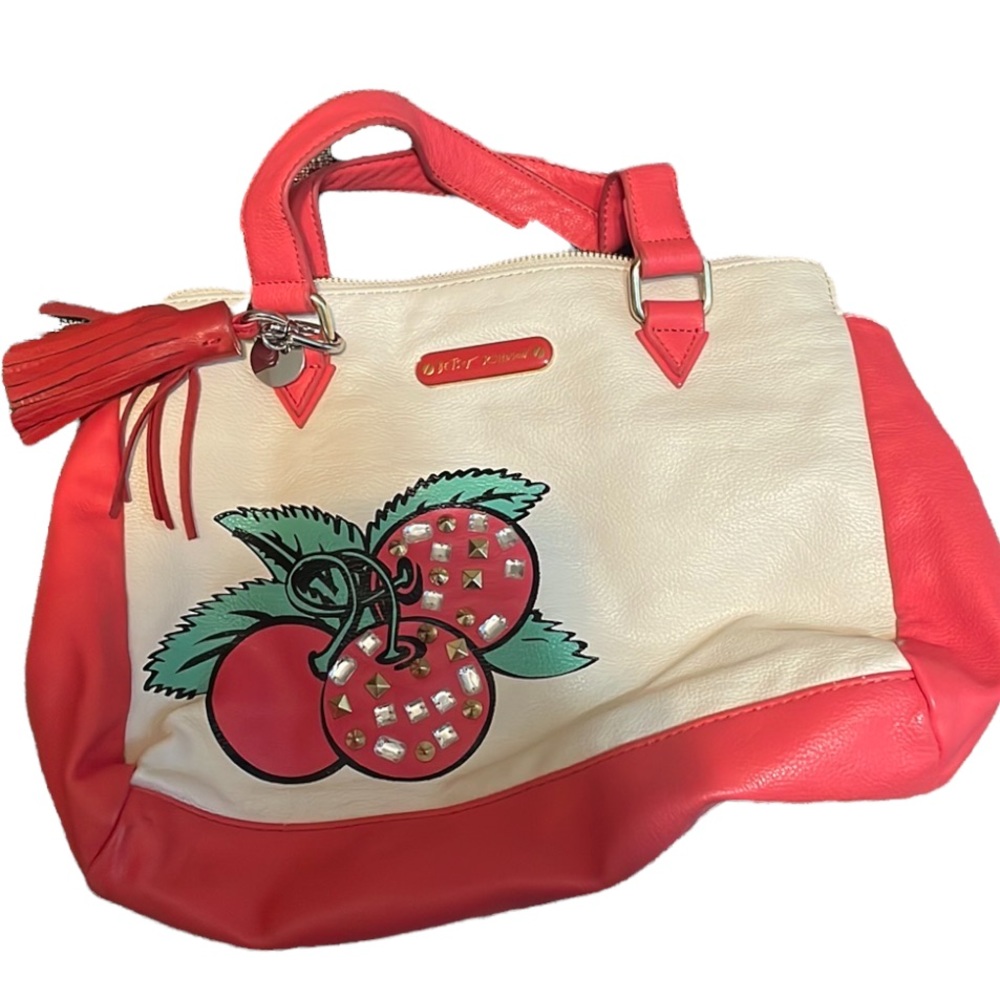 Betsey Johnson pink and white bag